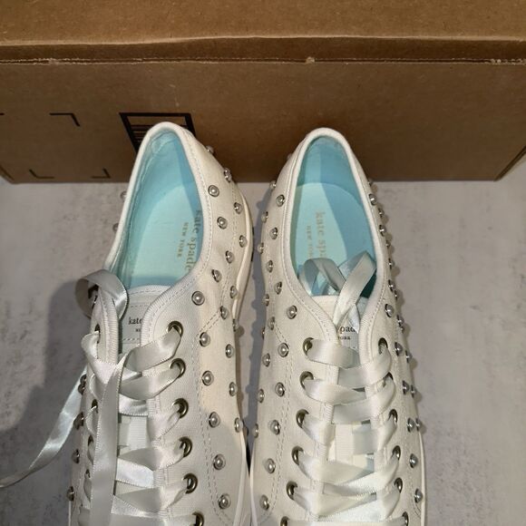 Kate Spade Women's White Match Imitation Pearls Sneakers 8.5 MSRP $225 NWOT - Picture 4 of 10